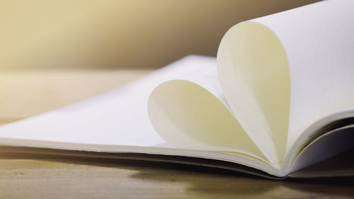 Close-up of open book on table