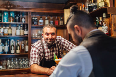 Portrait of man in restaurant