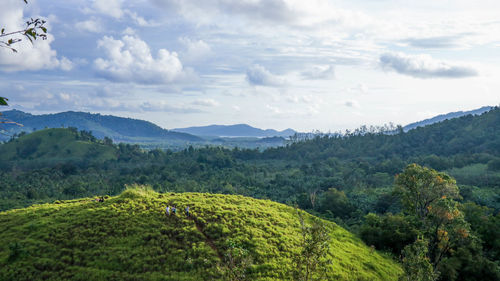 Scenic view of mountains against sky