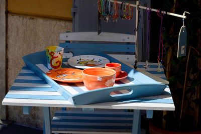 View of breakfast on table