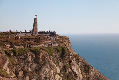 Scenic view of sea against clear sky