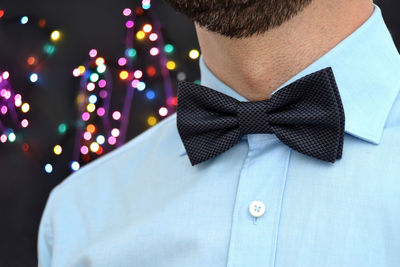 Close-up of a man wearing bow tie