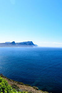 Scenic view of sea against clear sky