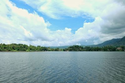 Scenic view of sea against cloudy sky