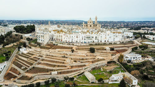 High angle view of townscape against sky
