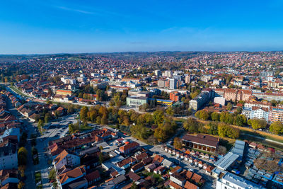 Valjevo - panorama of city in serbia. aerial drone view