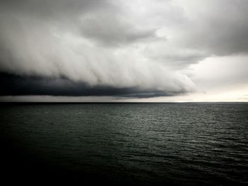 Scenic view of sea against cloudy sky