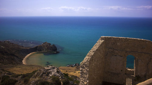 High angle view of beach against sky