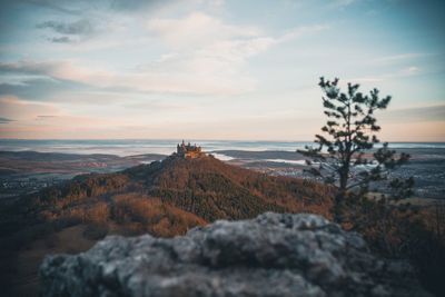 Scenic view of landscape against sky during sunset