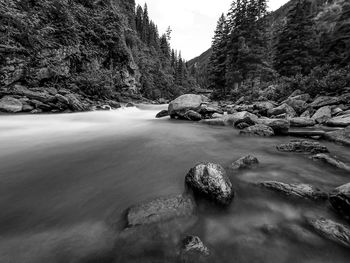 Scenic view of river amidst rocks