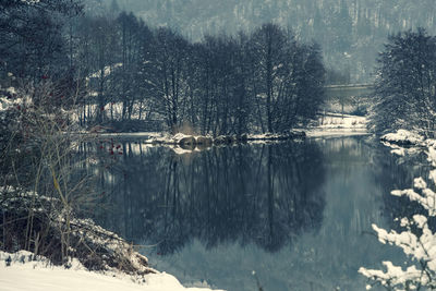 Scenic view of frozen lake during winter