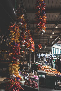 Christmas decorations at market stall