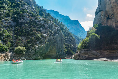 Scenic view of sea and mountains