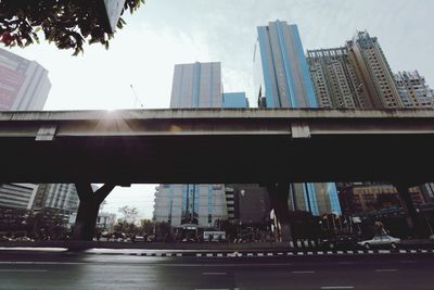 Low angle view of skyscrapers in city