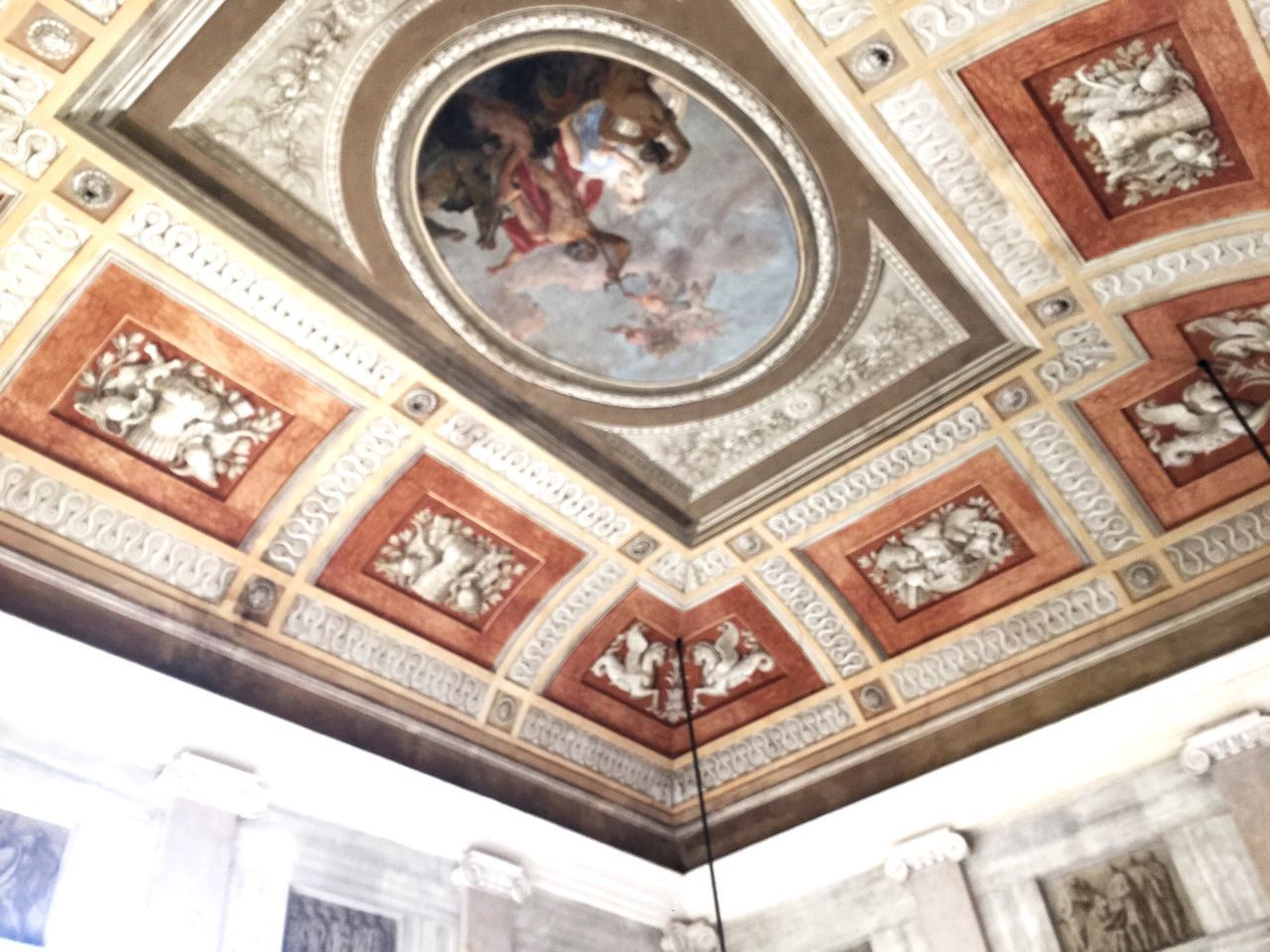 ceiling, human representation, spirituality, indoors, no people, fresco, architecture, day