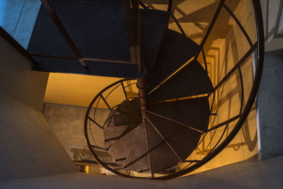 High angle view of spiral staircase of building