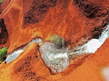 Close-up of rock formation on sand