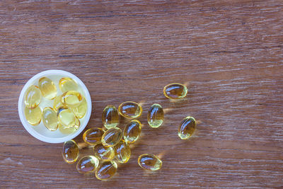 High angle view of fruits on table