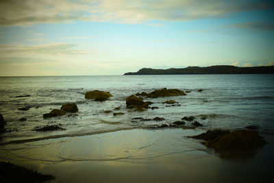 Scenic view of sea during sunset