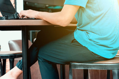 Man working on table