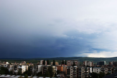High angle shot of townscape against sky