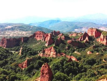 Scenic view of rocky mountains at las medulas