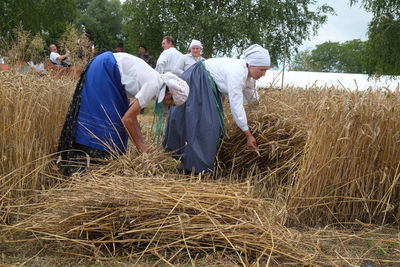 Group of people working on field