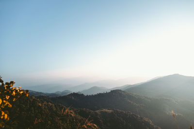 Scenic view of mountains against clear sky