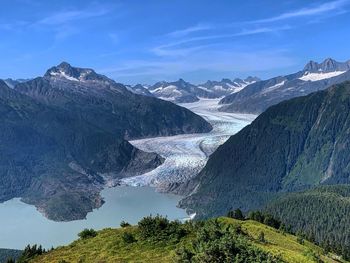 Scenic view of mountains against sky