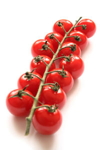 Close-up of tomatoes against white background