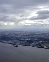 High angle view of cityscape against sky