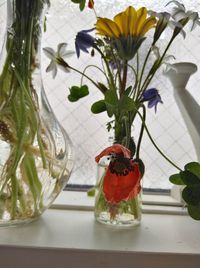Close-up of red flowers in vase