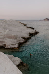 Scenic view of sea against clear sky