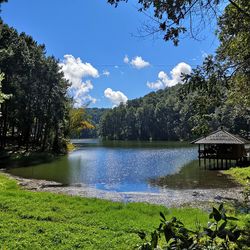 Scenic view of lake against sky