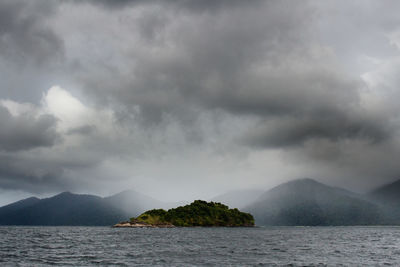 Scenic view of sea against cloudy sky