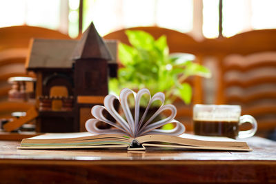 Close-up of books on table