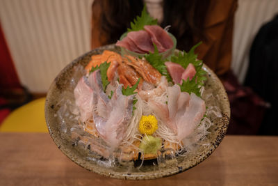 Close-up of fish on table