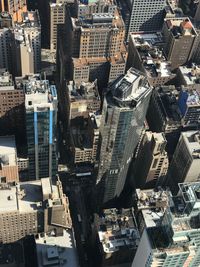 High angle view of modern buildings in city