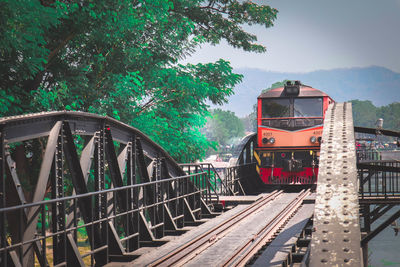 Train on railroad bridge