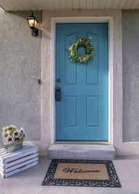 Closed door of building