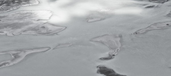 High angle view of frozen water