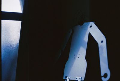 Low angle view of illuminated lamp