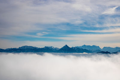 Scenic view of mountains against sky