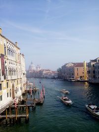 High angle view of grand canal against santa maria della salute in city