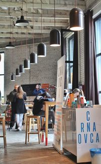 People looking at built structure