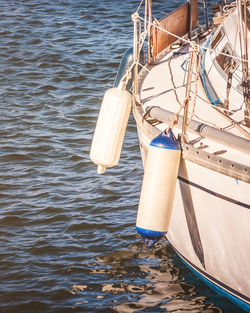 High angle view of boat moored in sea