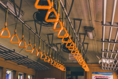 Close-up of the ceiling of a train