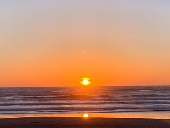Scenic view of sea against sky during sunset