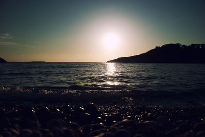 Scenic view of sea at sunset