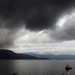 Scenic view of sea against cloudy sky